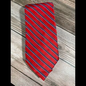 Claiborne Silk Red Blue Striped Tie